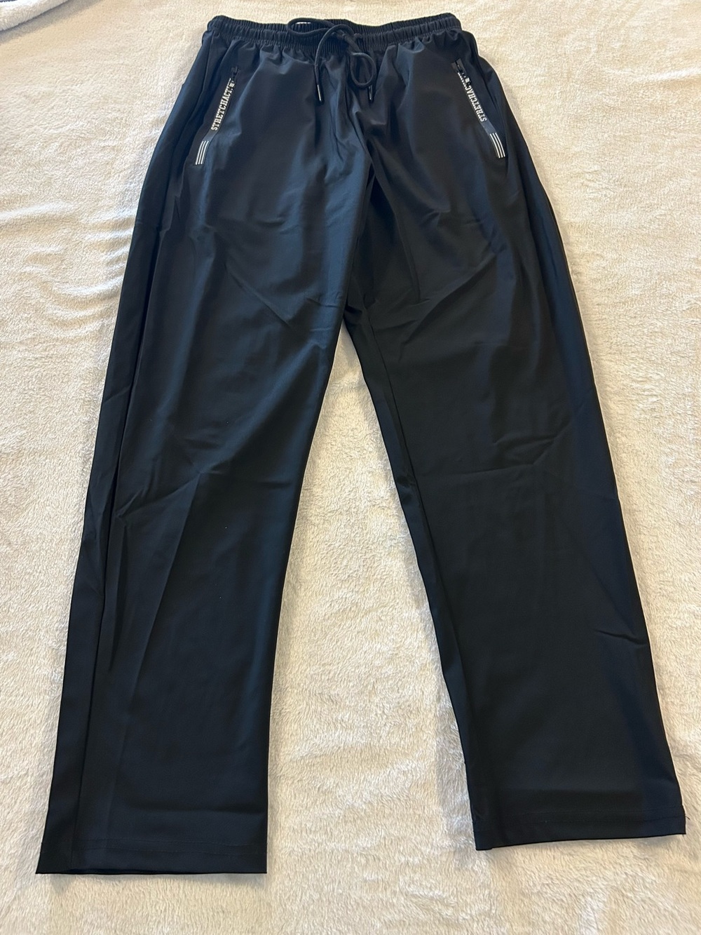 Black Active Unisex Stretch Active Quick Drying Pants Drawstring Waist Sz XS